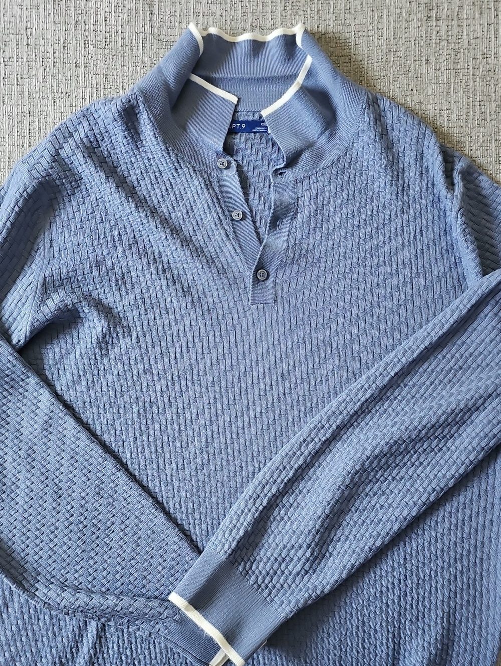 Apt. 9 Light Blue Textured Knit Polo Sweater with White Tag